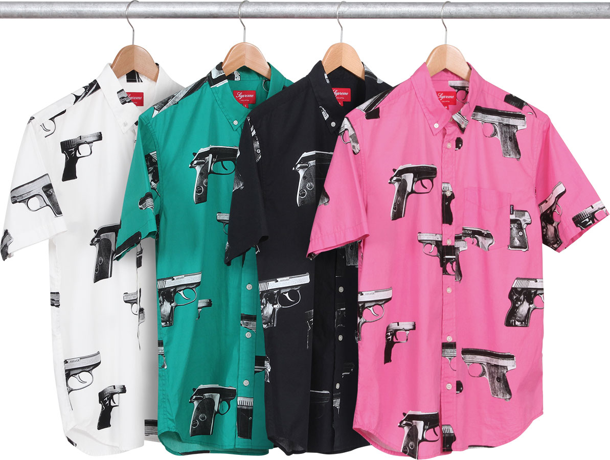 Supreme-Gun-Print-Button-Up-Shirts